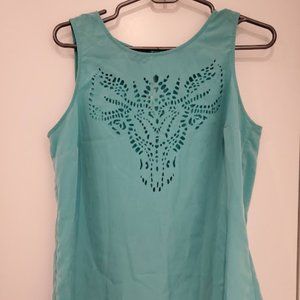 Turquoise Laser Cut Blouse